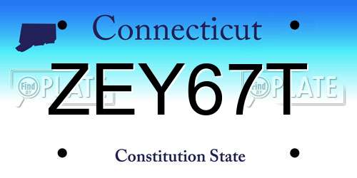 ZEY67T Connecticut License Plate