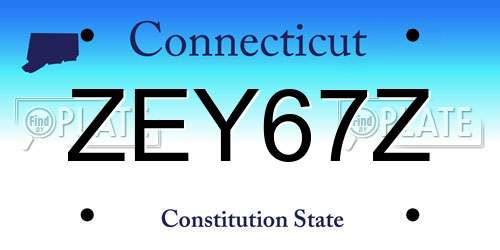 ZEY67Z Connecticut License Plate
