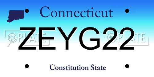 ZEYG22 Connecticut License Plate
