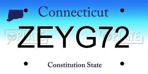 ZEYG72 Connecticut License Plate
