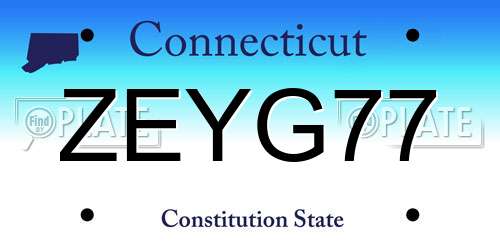 ZEYG77 Connecticut License Plate