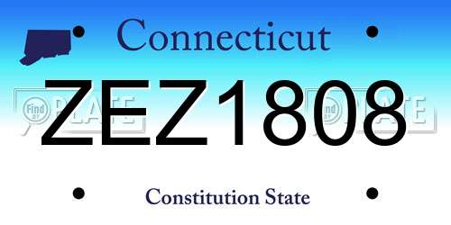 ZEZ1808 Connecticut License Plate
