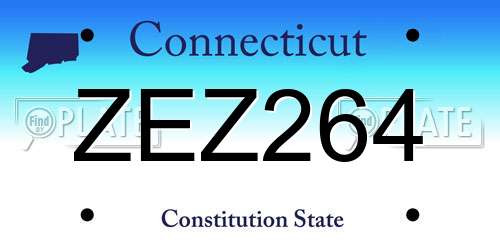 ZEZ264 Connecticut License Plate