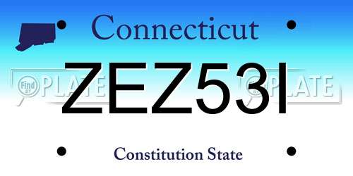 ZEZ53I Connecticut License Plate
