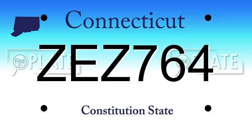 ZEZ764 Connecticut License Plate