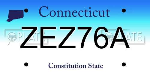 ZEZ76A Connecticut License Plate