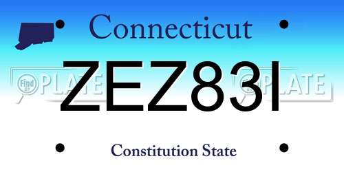 ZEZ83I Connecticut License Plate