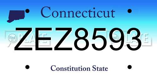 ZEZ8593 Connecticut License Plate