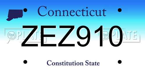 ZEZ910 Connecticut License Plate