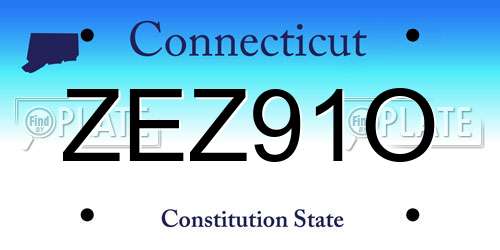 ZEZ91O Connecticut License Plate