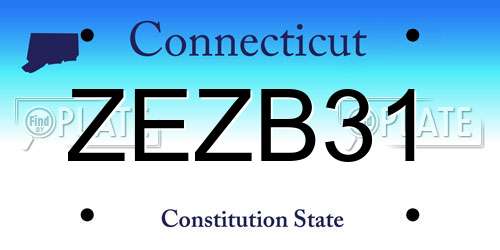ZEZB31 Connecticut License Plate