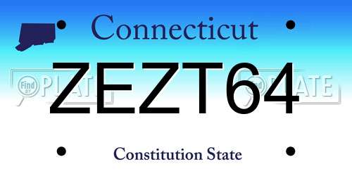 ZEZT64 Connecticut License Plate