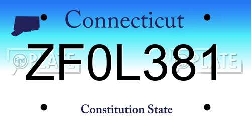 ZF0L381 Connecticut License Plate