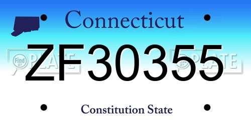 ZF30355 Connecticut License Plate