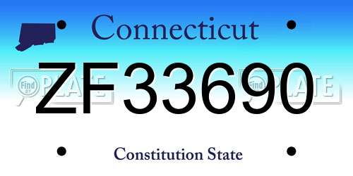 ZF33690 Connecticut License Plate