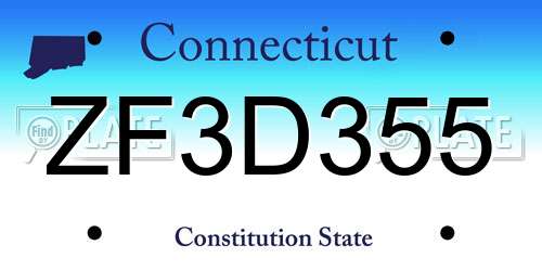 ZF3D355 Connecticut License Plate