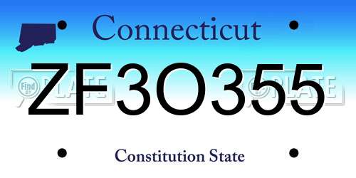 ZF3O355 Connecticut License Plate