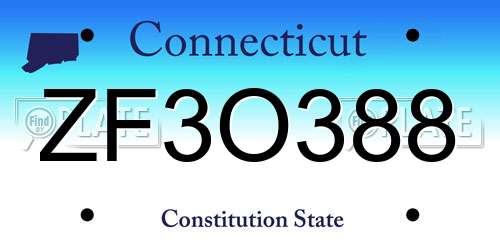 ZF3O388 Connecticut License Plate
