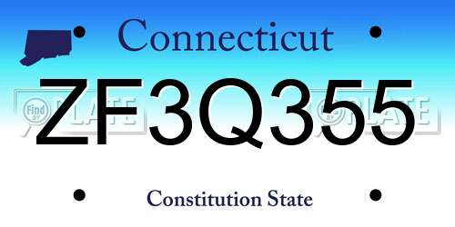 ZF3Q355 Connecticut License Plate