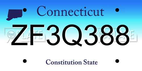 ZF3Q388 Connecticut License Plate