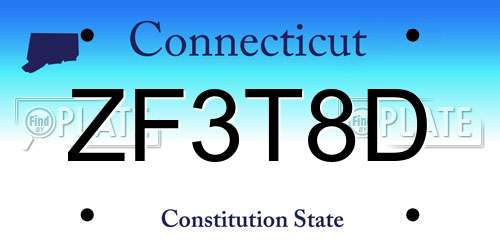 ZF3T8D Connecticut License Plate