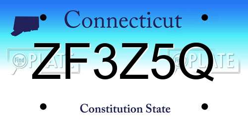 ZF3Z5Q Connecticut License Plate