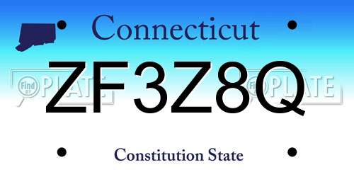 ZF3Z8Q Connecticut License Plate