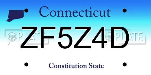 ZF5Z4D Connecticut License Plate