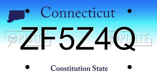 ZF5Z4Q Connecticut License Plate