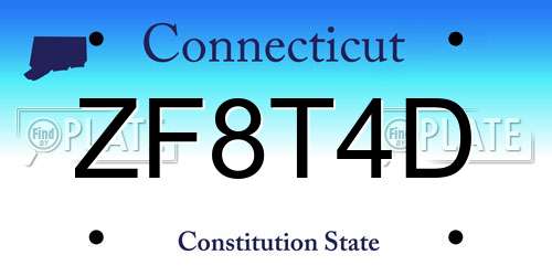 ZF8T4D Connecticut License Plate
