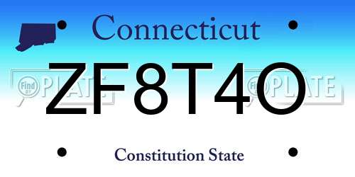 ZF8T4O Connecticut License Plate