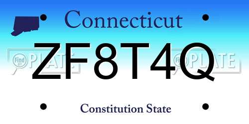 ZF8T4Q Connecticut License Plate