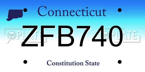 ZFB740 Connecticut License Plate