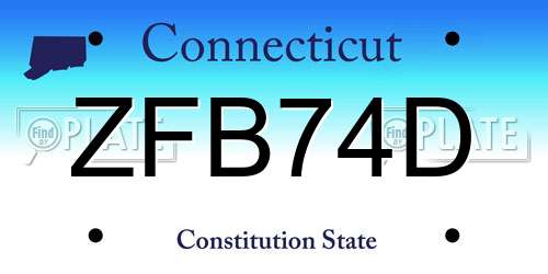 ZFB74D Connecticut License Plate