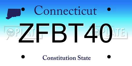 ZFBT40 Connecticut License Plate