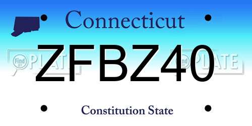 ZFBZ40 Connecticut License Plate