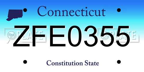 ZFE0355 Connecticut License Plate