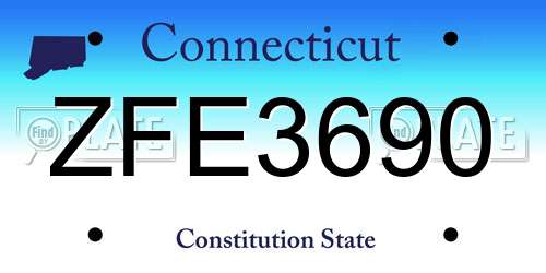 ZFE3690 Connecticut License Plate