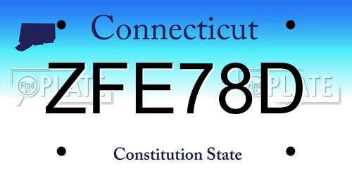 ZFE78D Connecticut License Plate