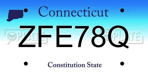 ZFE78Q Connecticut License Plate