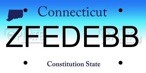 ZFEDEBB Connecticut License Plate