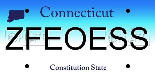 ZFEOESS Connecticut License Plate