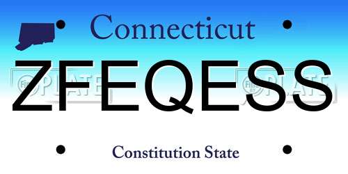 ZFEQESS Connecticut License Plate