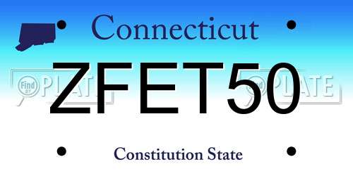 ZFET50 Connecticut License Plate