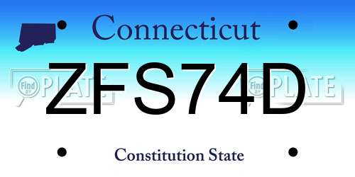 ZFS74D Connecticut License Plate