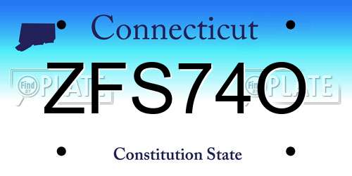 ZFS74O Connecticut License Plate