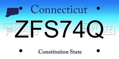 ZFS74Q Connecticut License Plate