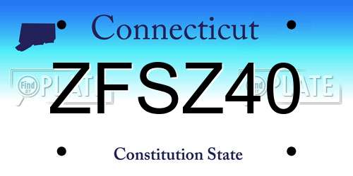 ZFSZ40 Connecticut License Plate