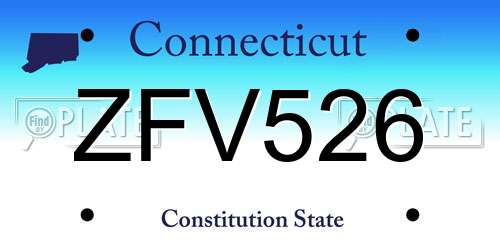 ZFV526 Connecticut License Plate
