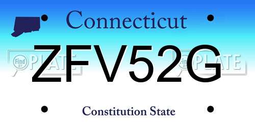 ZFV52G Connecticut License Plate
